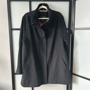 [XL] Pendleton Dark Charcoal Gray Lightweight Wool Coat Colourful Lining Winter
